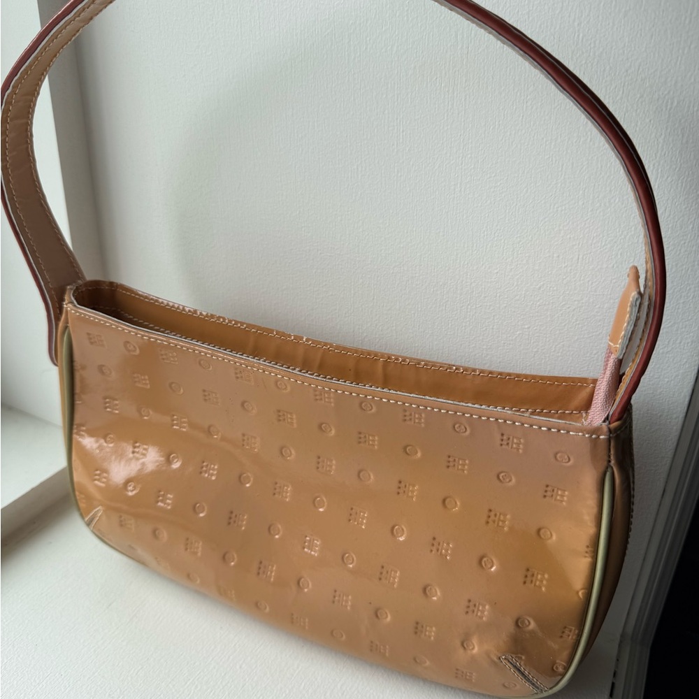 Arcadia Tan Patent Shoulder Bag
